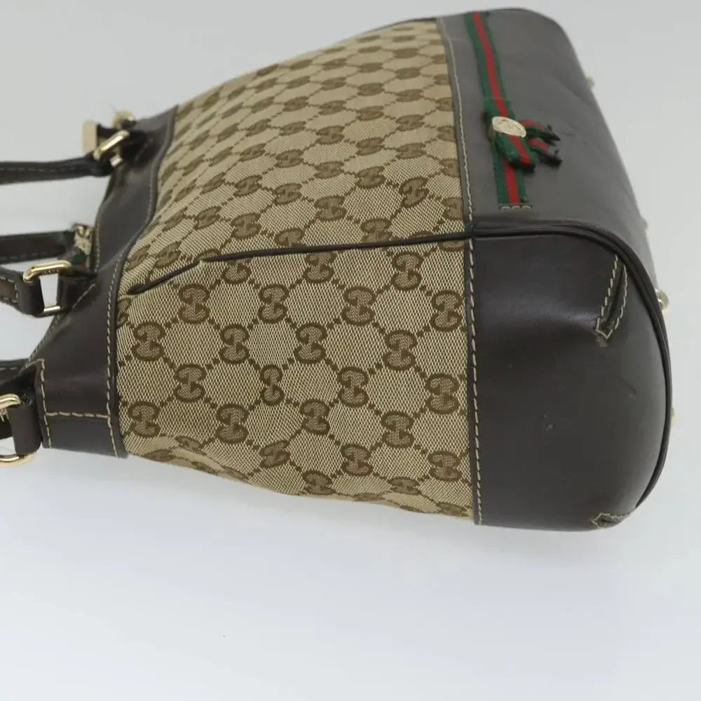 GUCCI GG Canvas Web Sherry Line Hand Bag Beige Red Green 269894 Auth 58043 - Picture 4 of 16